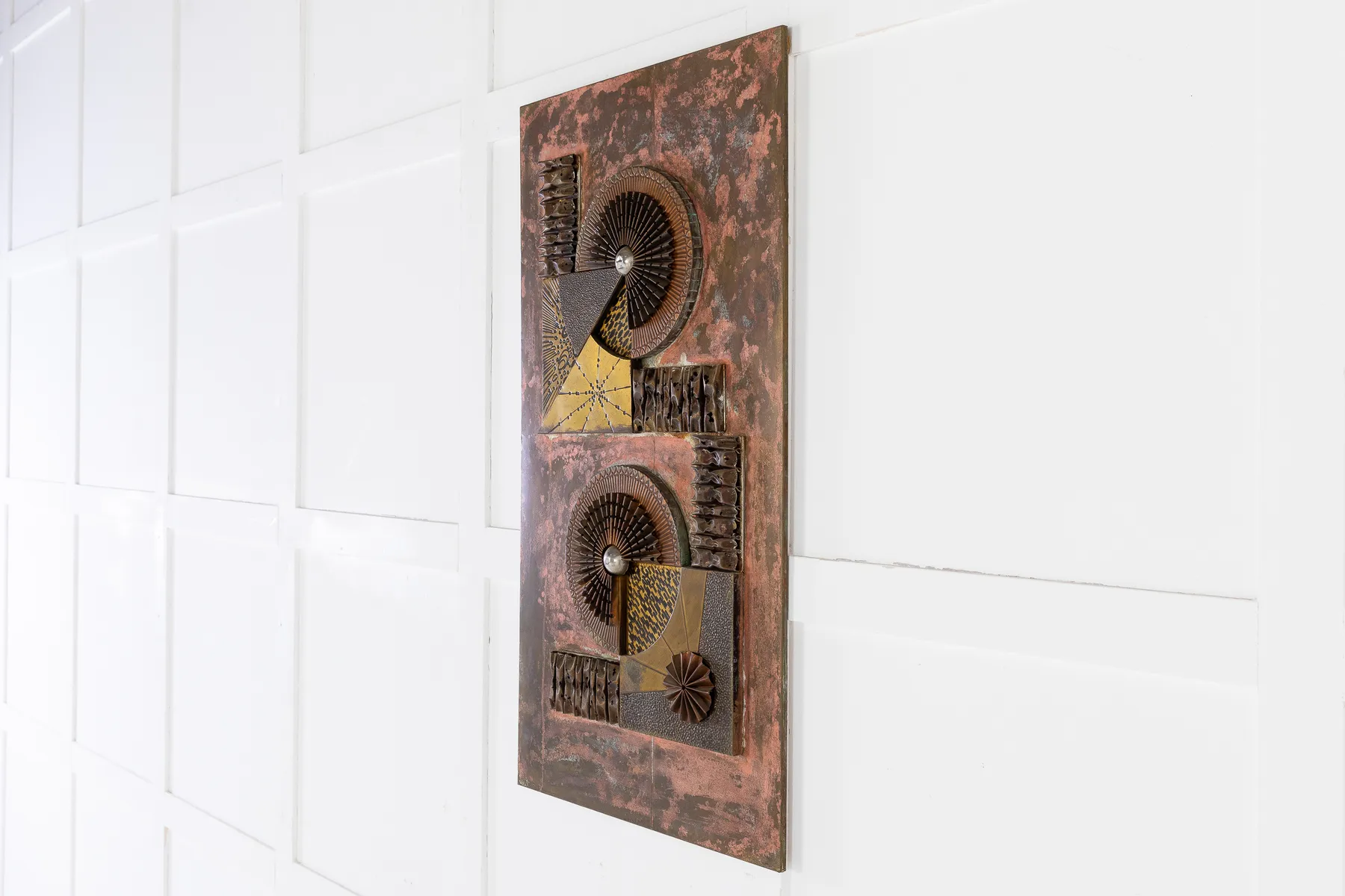 SOLD, 1960s French Decorative Metal Wall Panel