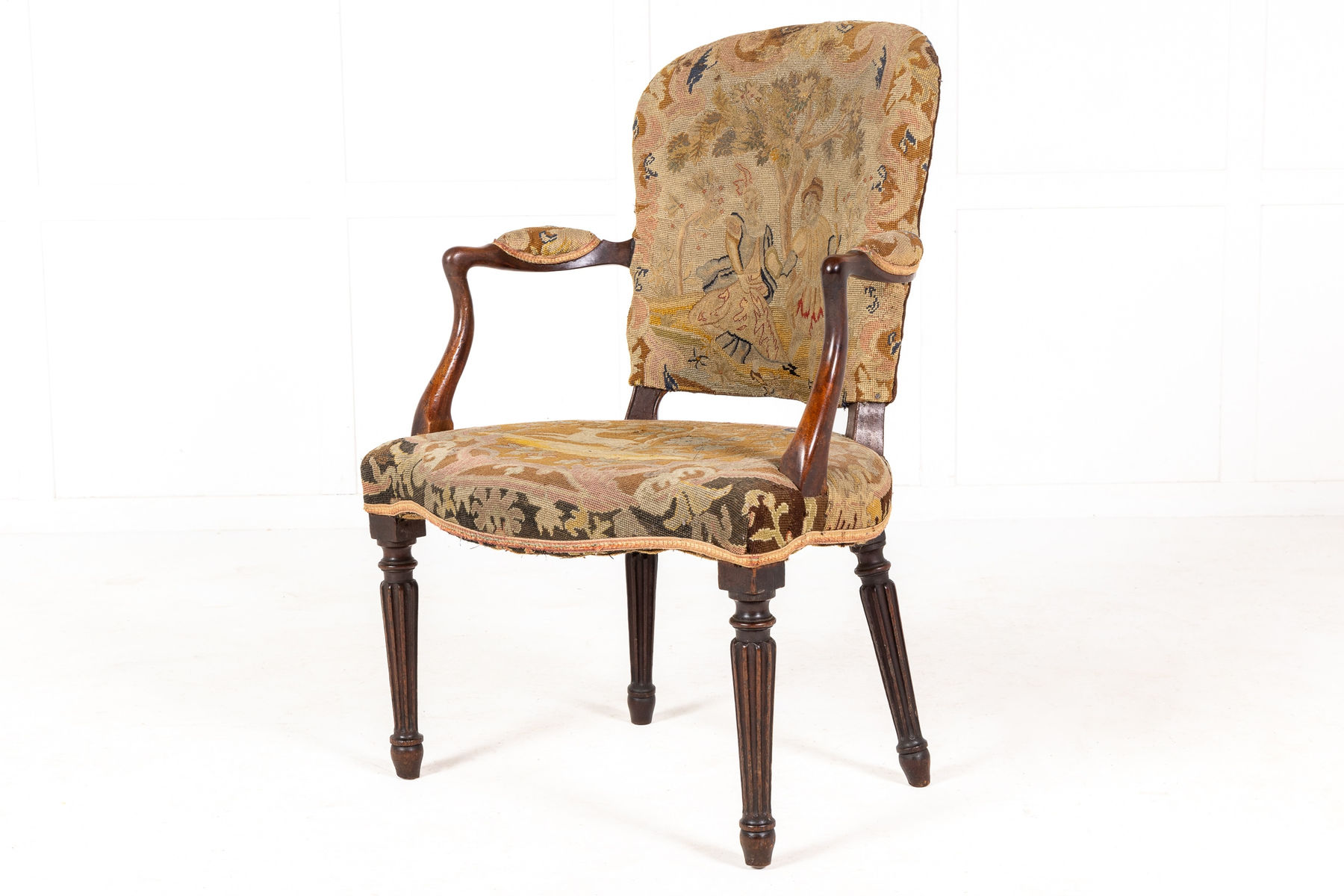 George III 'Hepplewhite' Mahogany Open Armchair