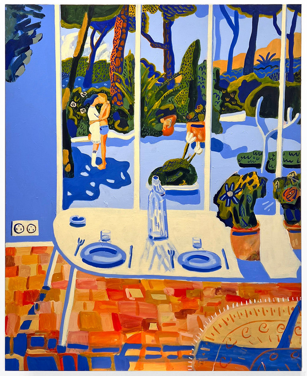 Julien Laporte, Les amoureux au jardin (café dans la serre), 2024