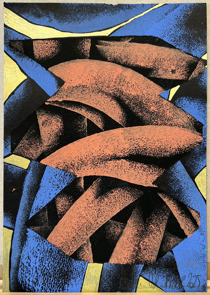 Julien Colombier, Grand Flow (Gold, Blue & Sandy Brown), 2025