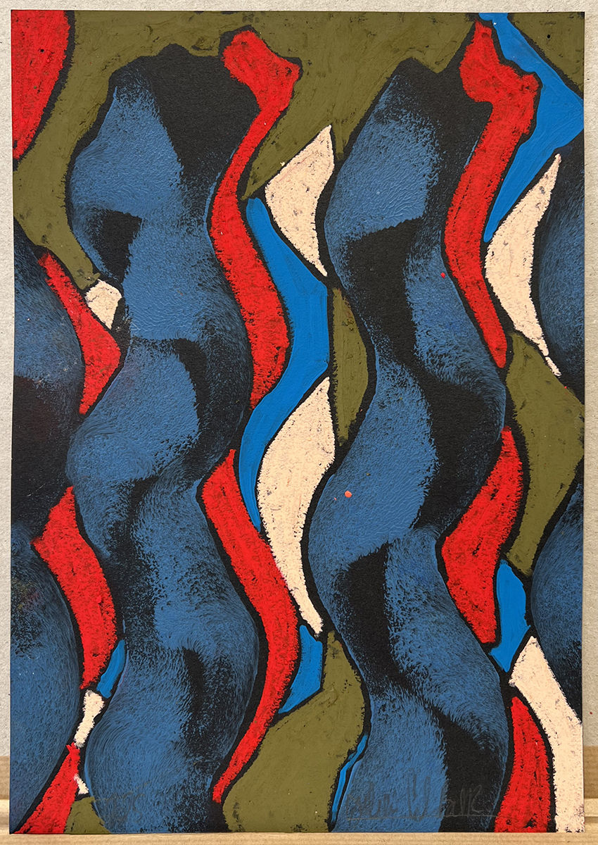 Julien Colombier, Grand Flow (Red, Olive & Steel Blue), 2025