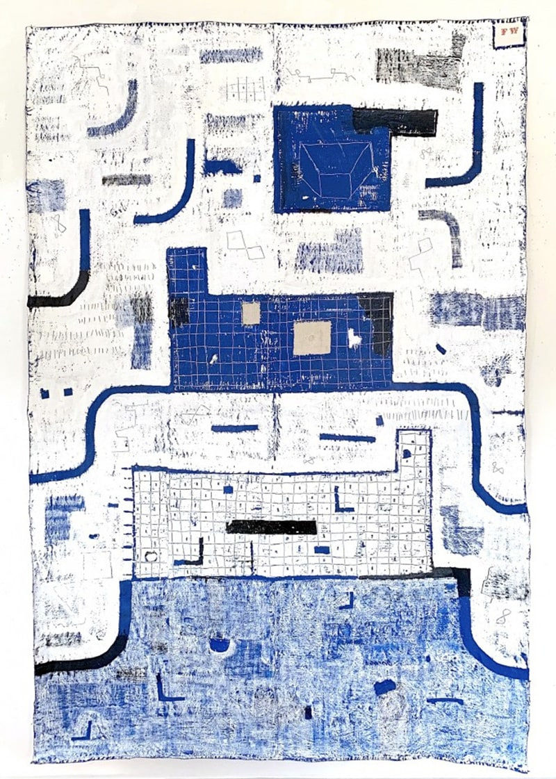 Deb Lawrence, work together, blue, No. 8, 2019
