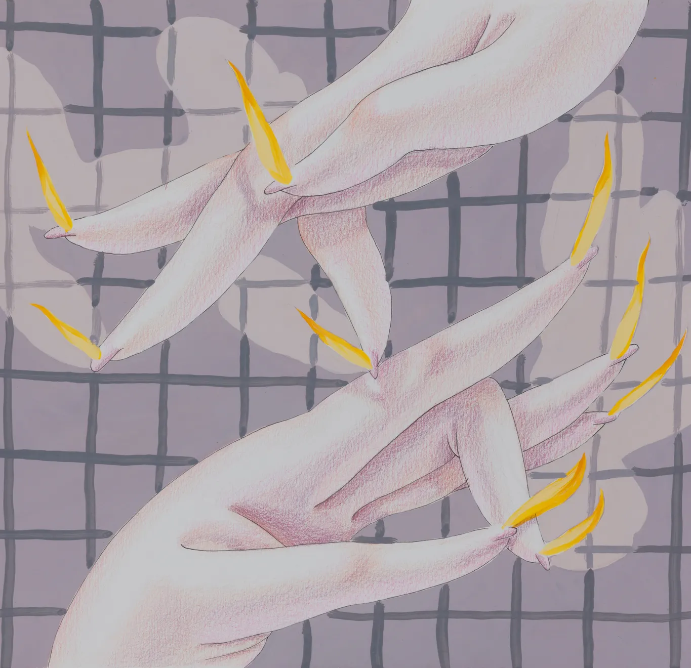 Sarah Slappey, Lavender Grid Flame Fingers, 2020