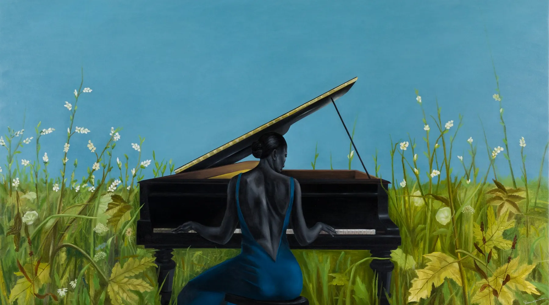 Ian Mwesiga, Singing in the flowers, 2022