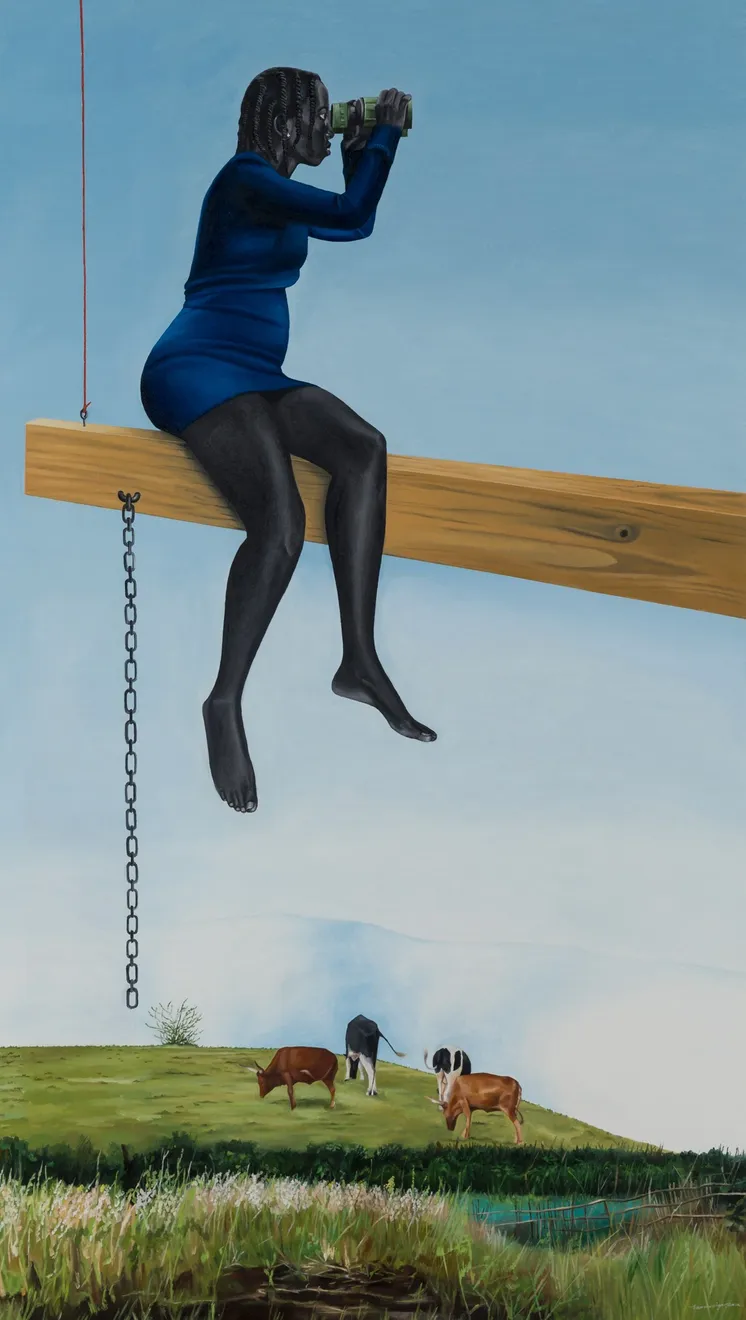 Ian Mwesiga, Lady with binoculars, 2022