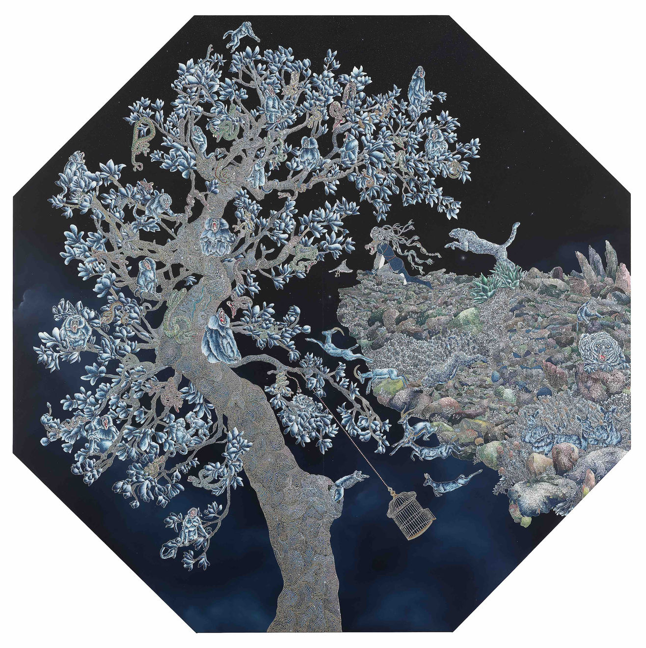 Raqib Shaw, Ode To The Lost Moon When The Nightingale Was Set Free II, 2009-2010