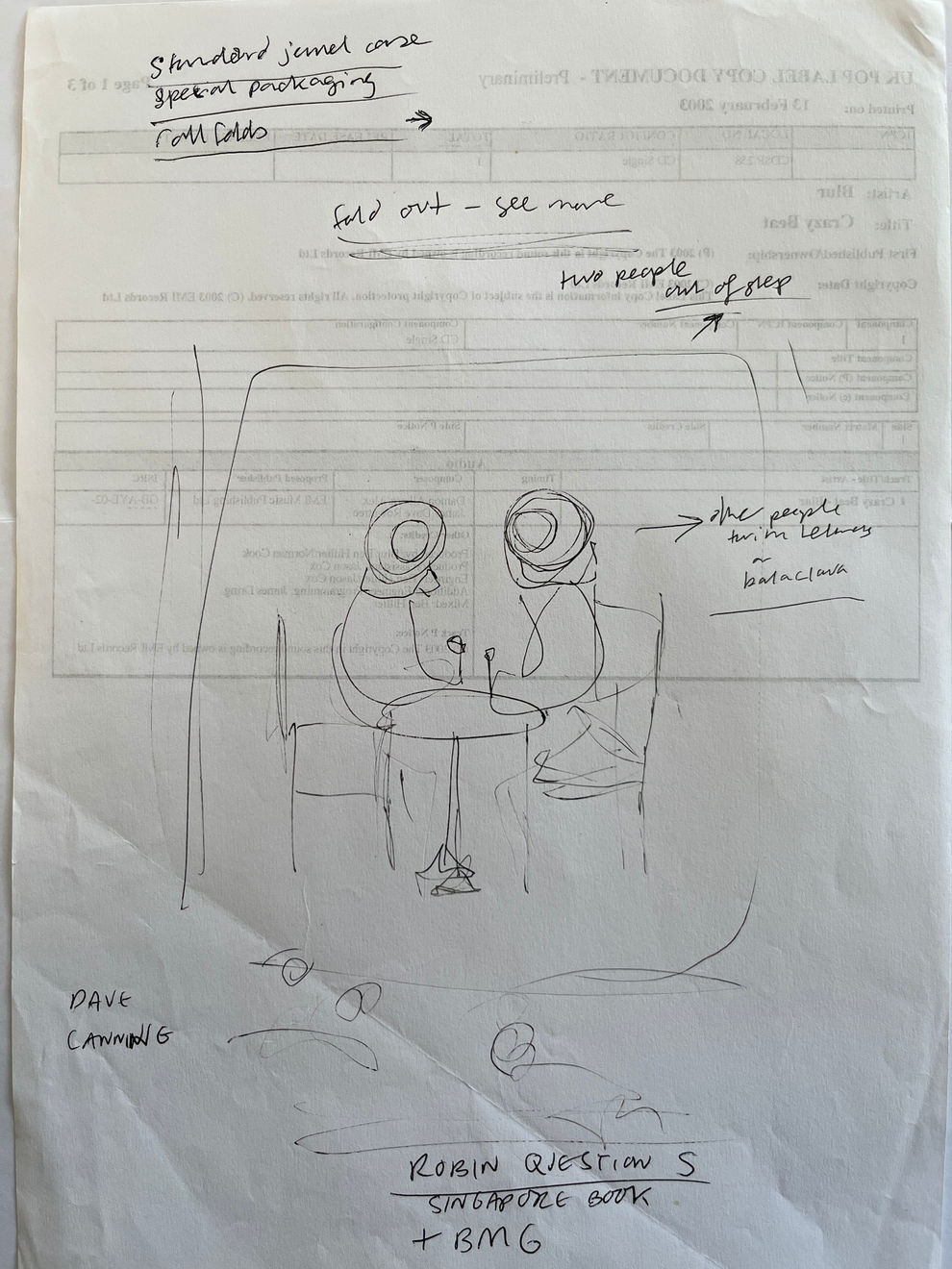 Banksy, Original working sketch for Think Tank, 2003