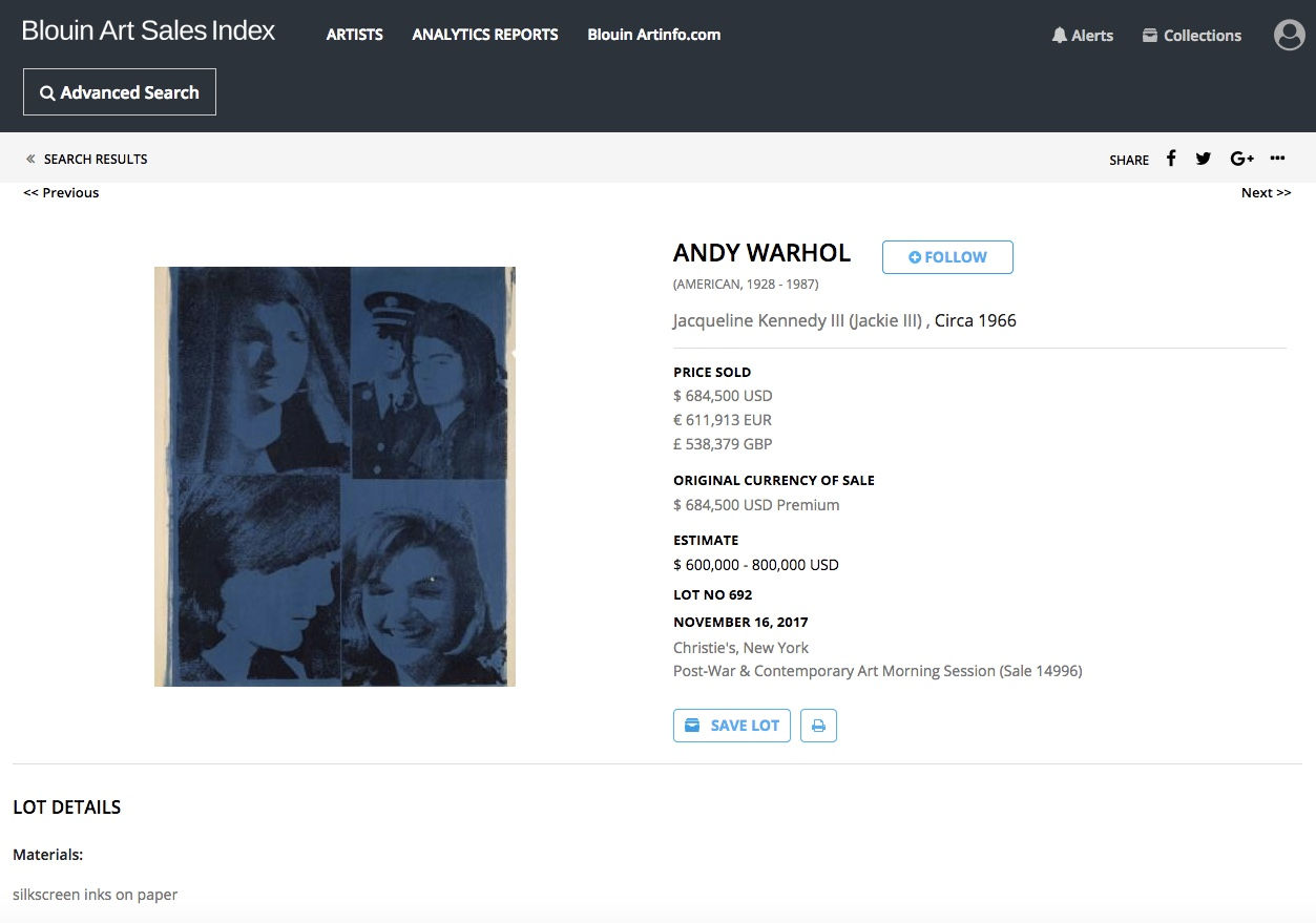 Andy Warhol, "Jackie 1964", 1963/64