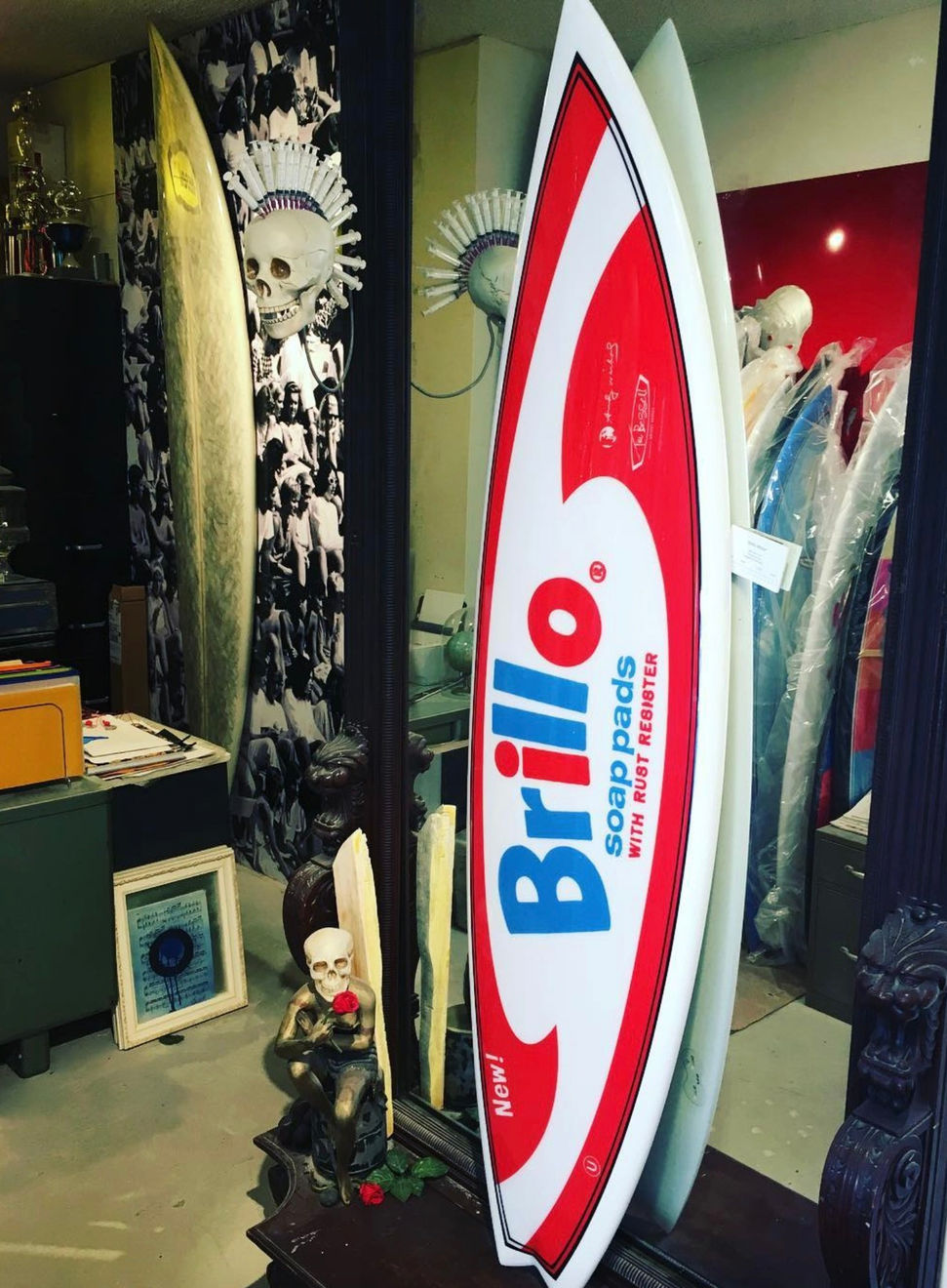 Andy Warhol, "Brillo" surfboard by Tim Bessell, 2021