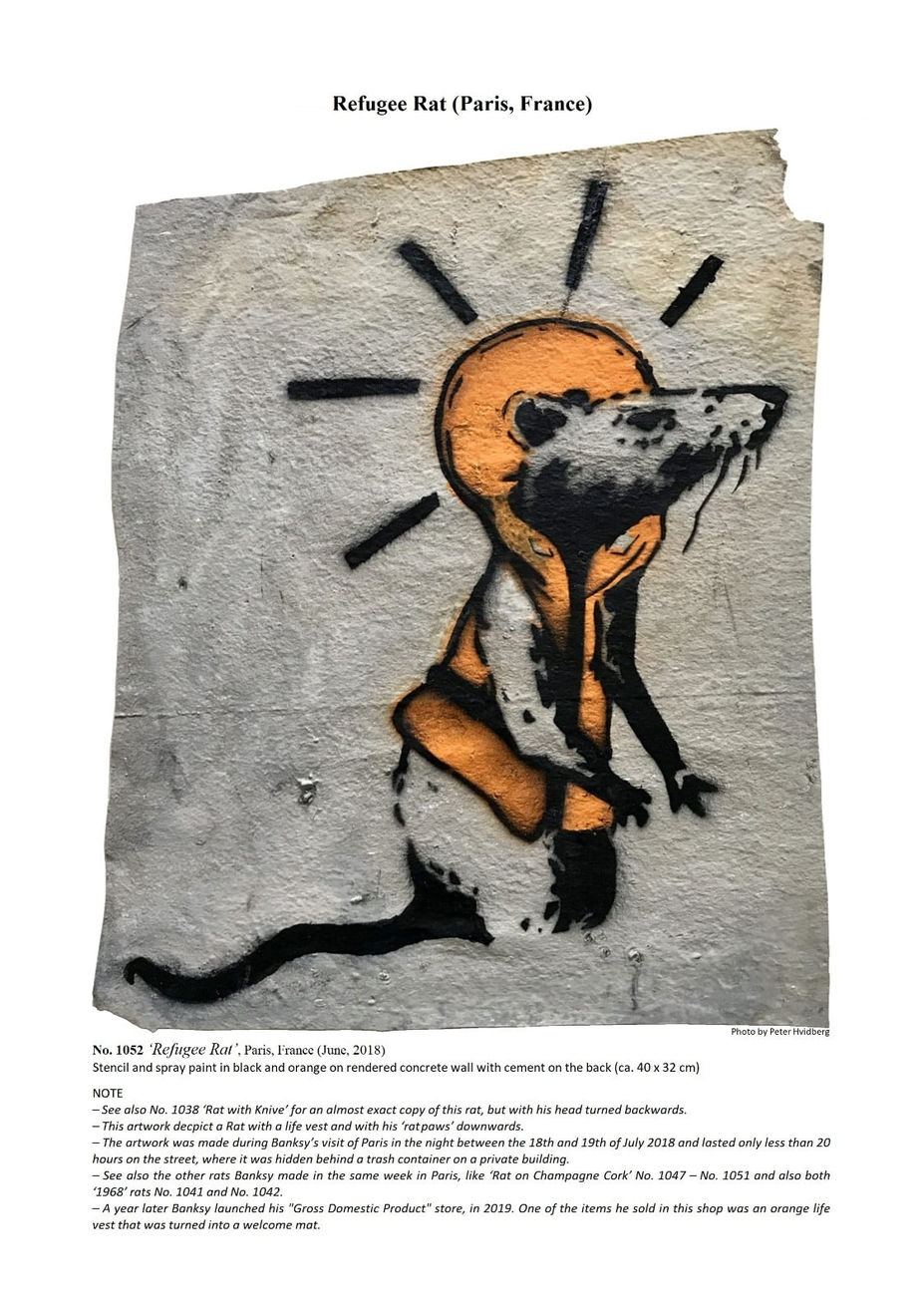 Banksy, "Refugee Rat / Saint Rat "- Paris" (not for sale), 2018