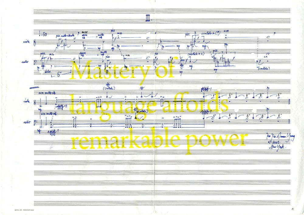 Samson Young Kar Fai 楊嘉輝, To Fanon (Mastery of language affords remarkable power), 2015