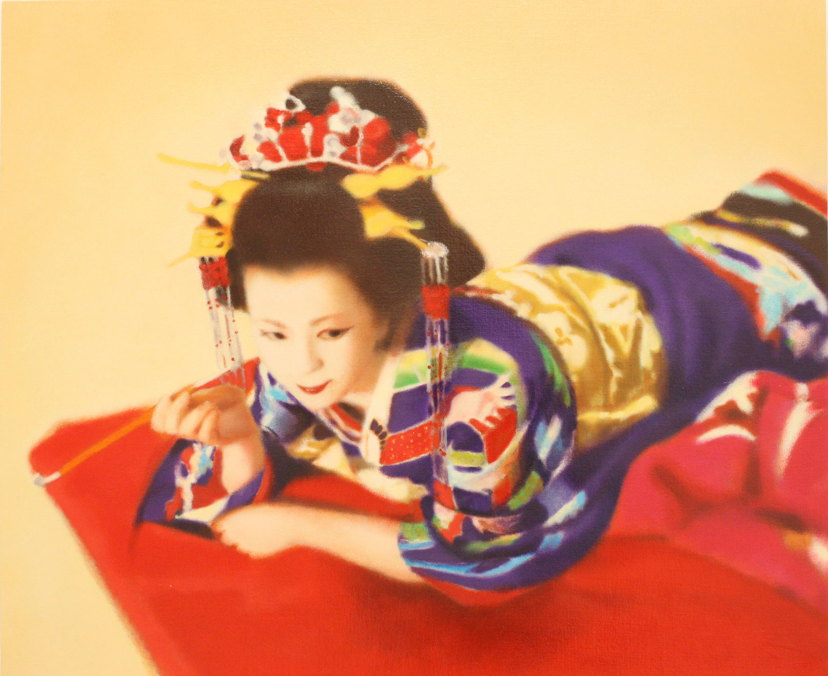 Manami Koike, oiran smoking tabacco pipe, 2008