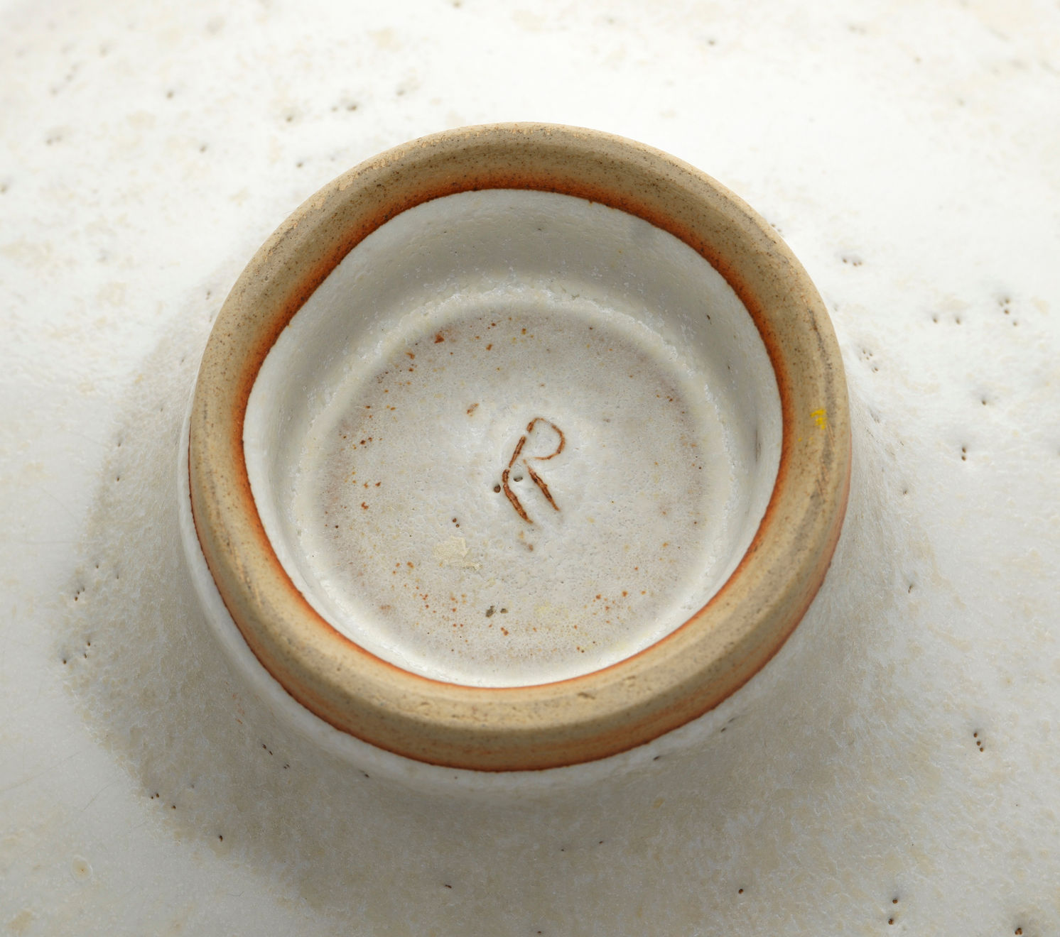 Lucie Rie, White Bowl with Bronze Rim, c. 1970s