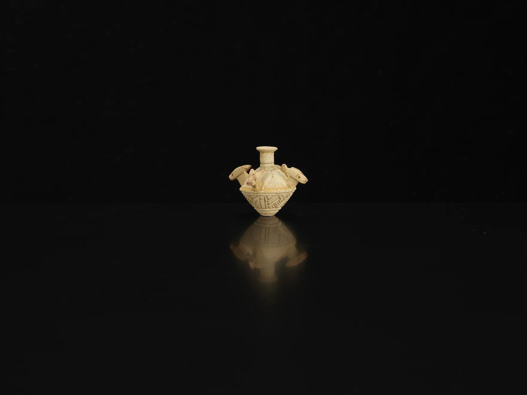 Ian Godfrey, Ochre Bottle with Four Foxes, c. 1970s