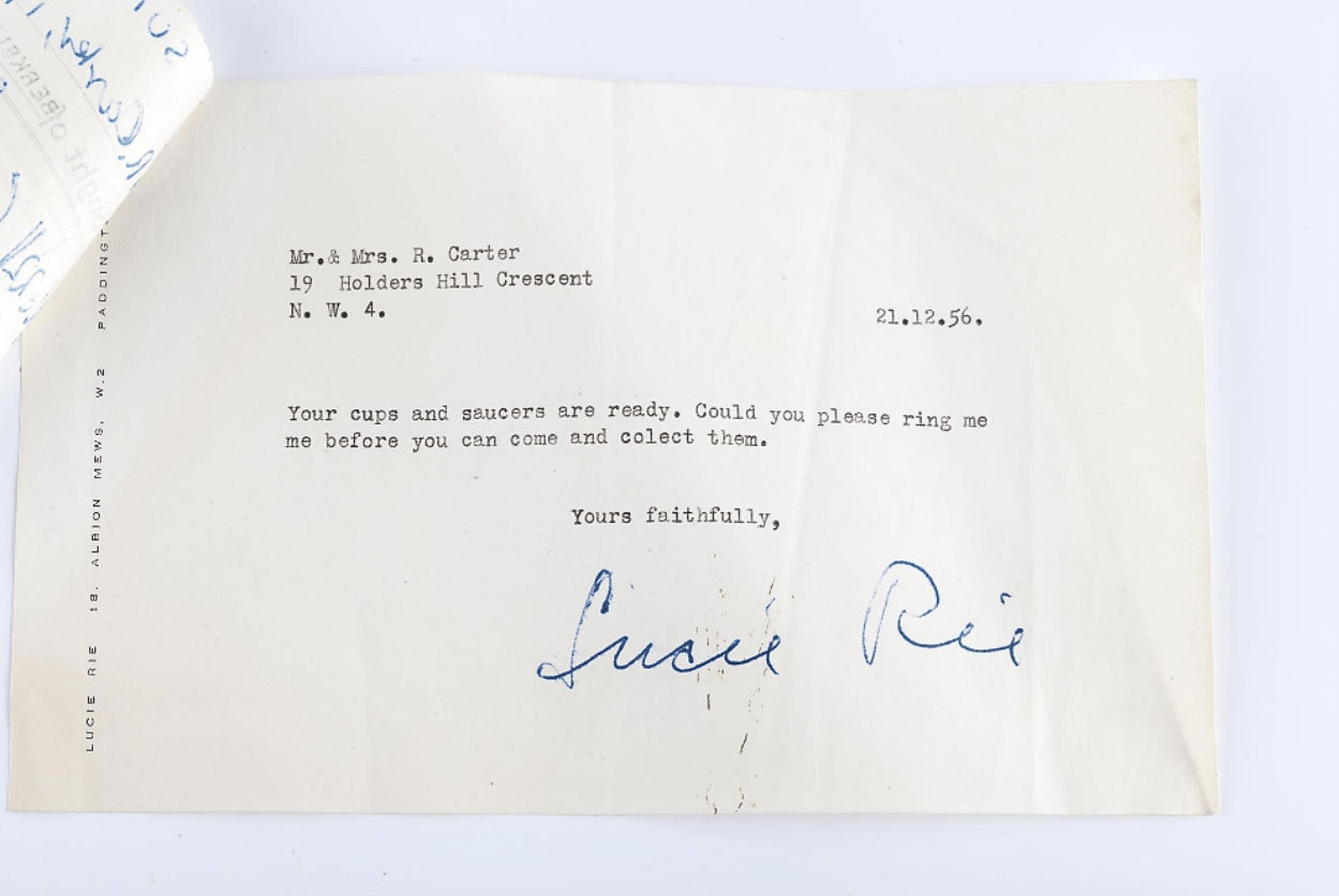 Lucie Rie, Five Cups and Saucers, 1956