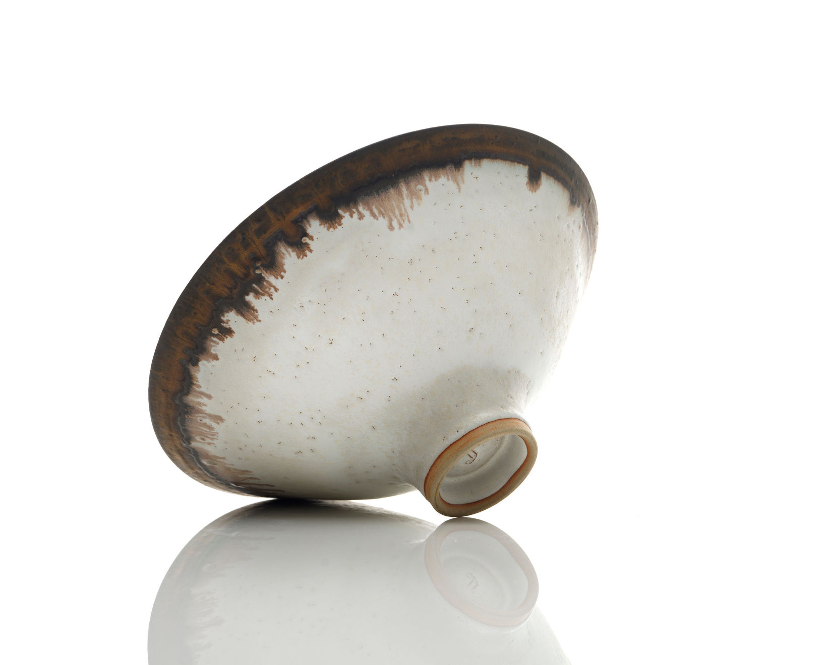 Lucie Rie, White Bowl with Bronze Rim, c. 1970s