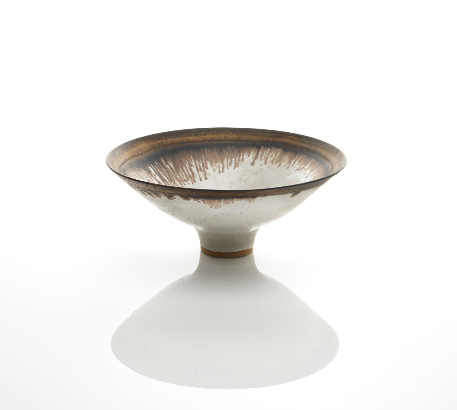 Lucie Rie, White Bowl with Bronze Rim, c. 1970s
