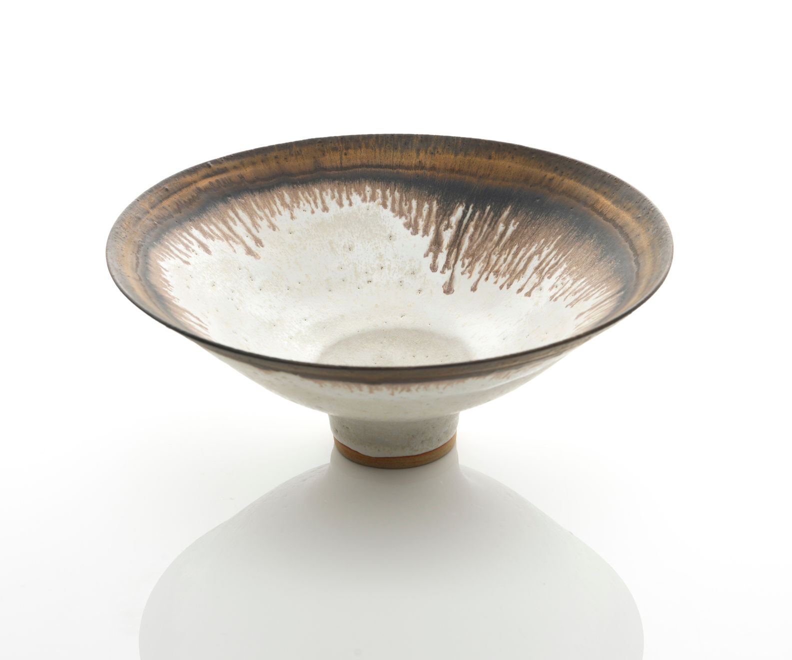 Lucie Rie, White Bowl with Bronze Rim, c. 1970s