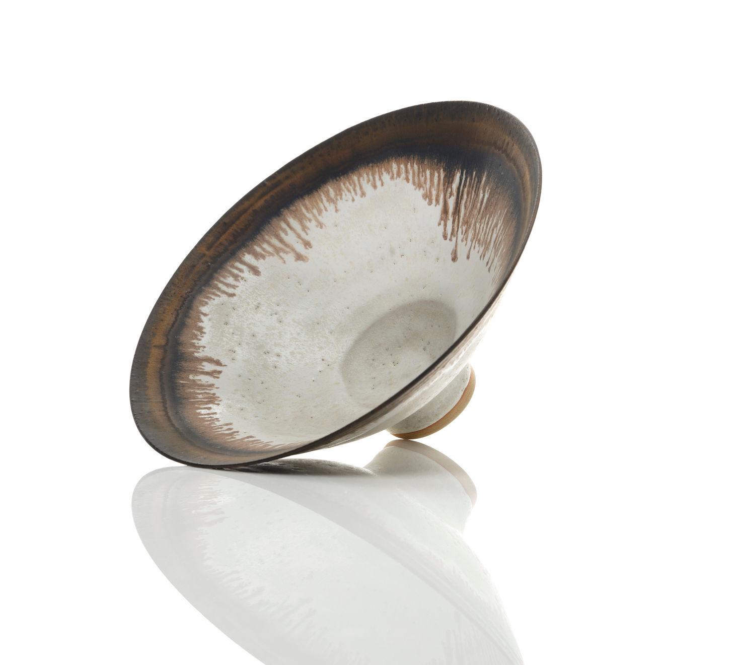 Lucie Rie, White Bowl with Bronze Rim, c. 1970s