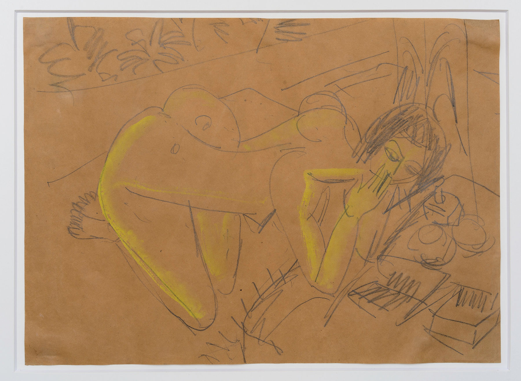 Ernst Ludwig Kirchner, Hockende necktie frau am teetisch, 1912