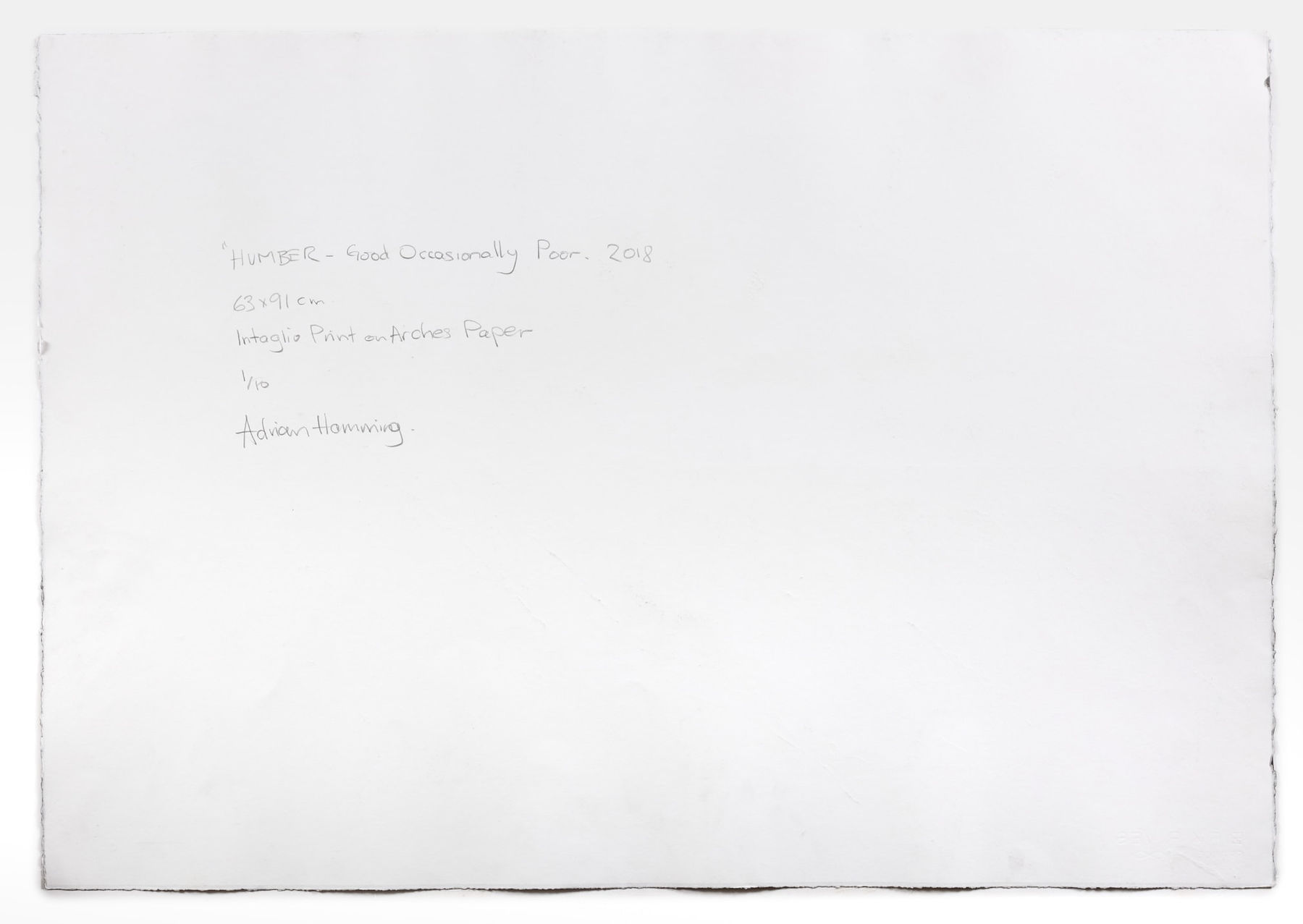Adrian Hemming, Humber, Good, Occasionally Poor, 2018