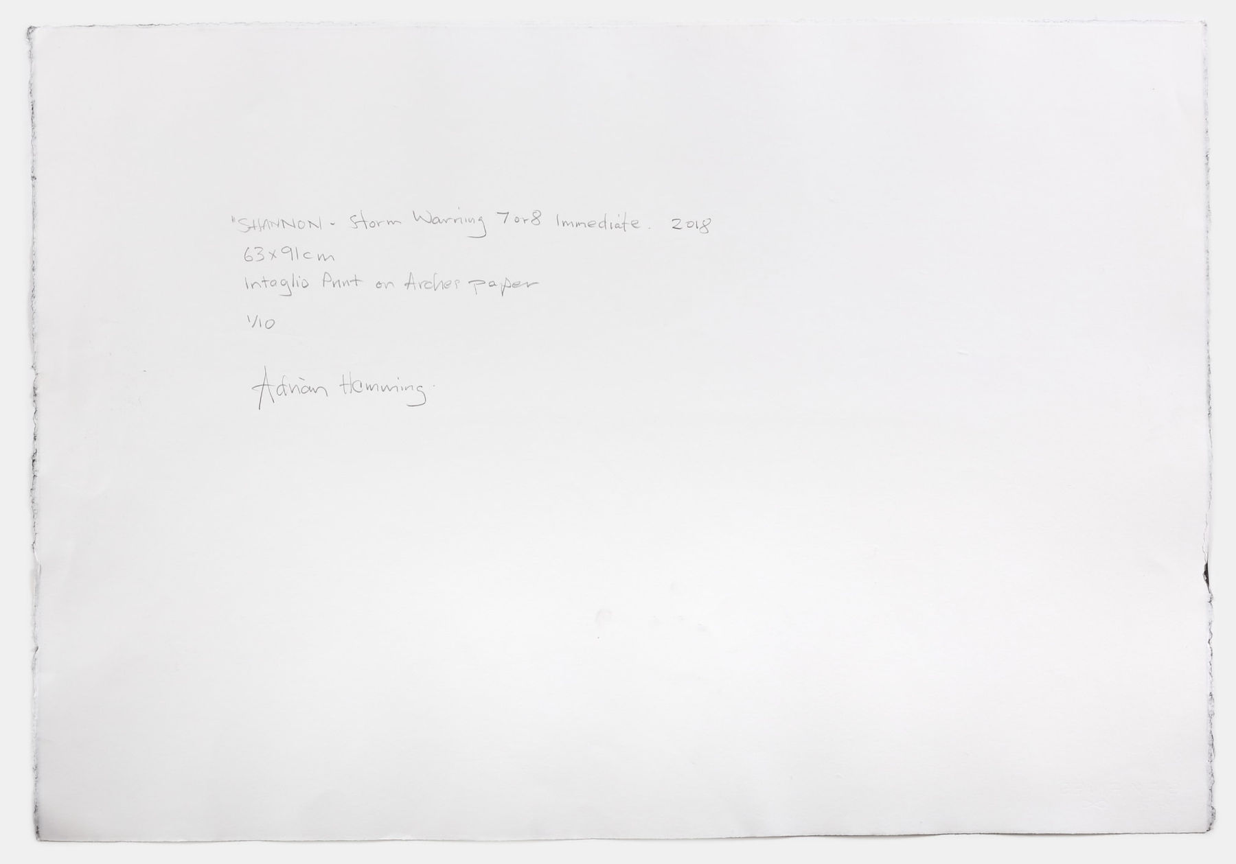 Adrian Hemming, Shannon, Storm Warning, 7 or 8 Immediate, 2018