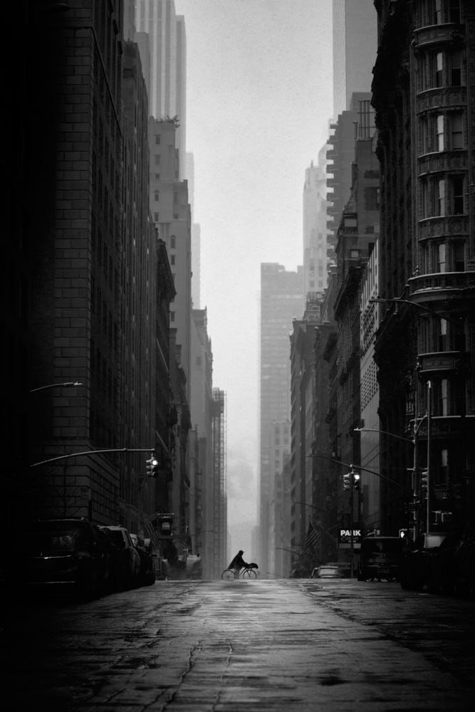 PHIL PENMAN, Cyclist in Midtown, New York, 2022