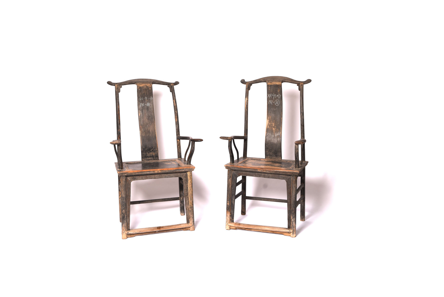 Chinese Antique, Pair of Official's Hat Armchairs, Henan Province, Early 19th Century