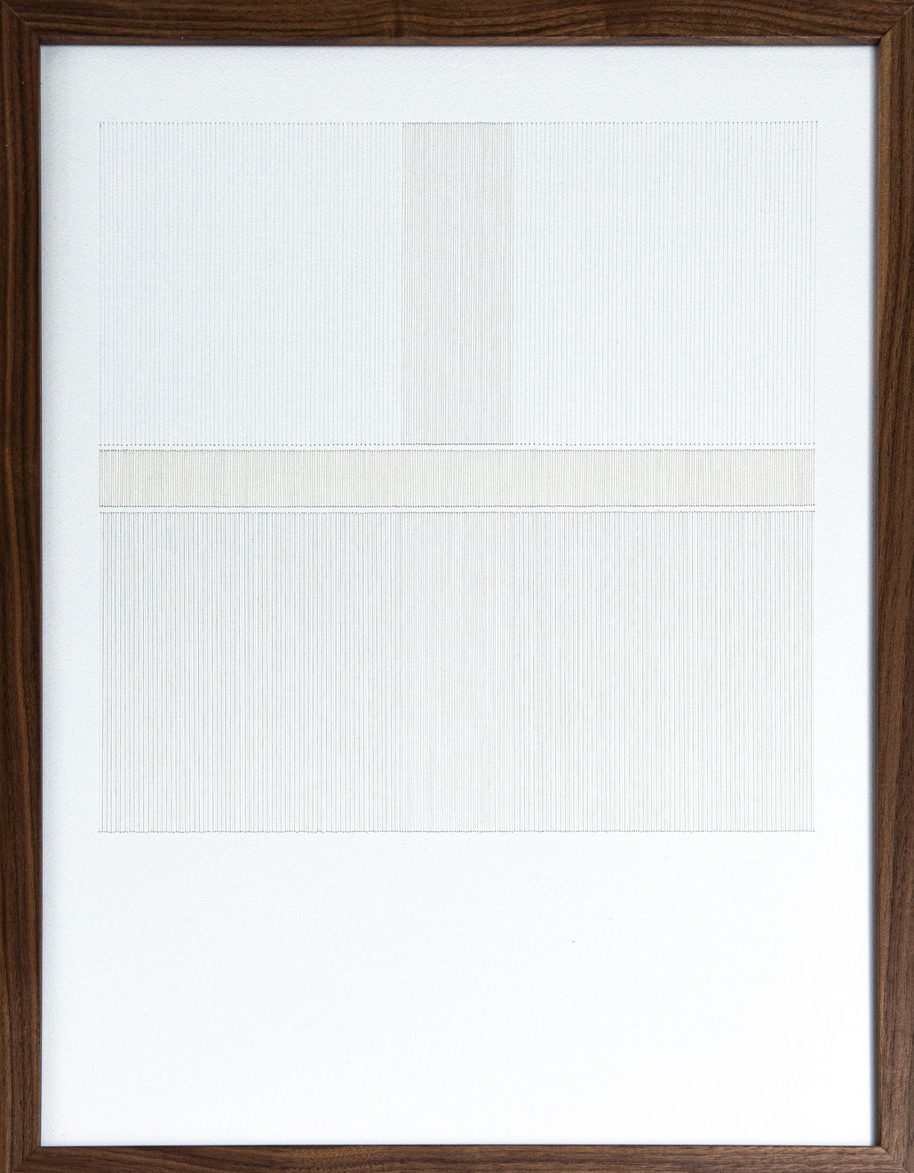 Framed white thread on paper work by Fringe Gallery artist Rebecca Messier