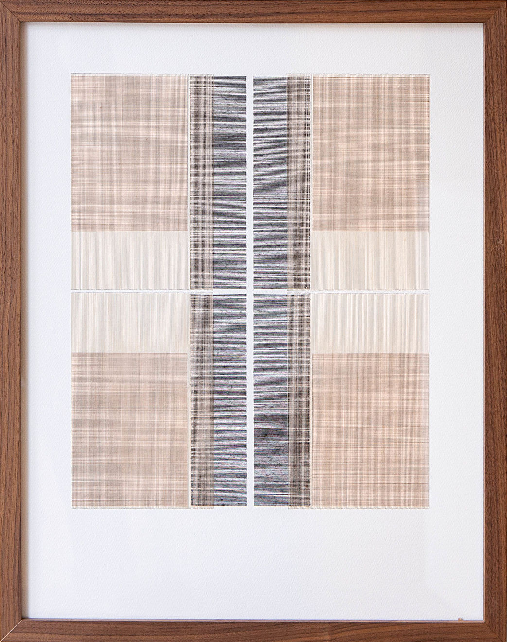 Framed thread on paper work by Fringe Gallery artist Rebecca Messier