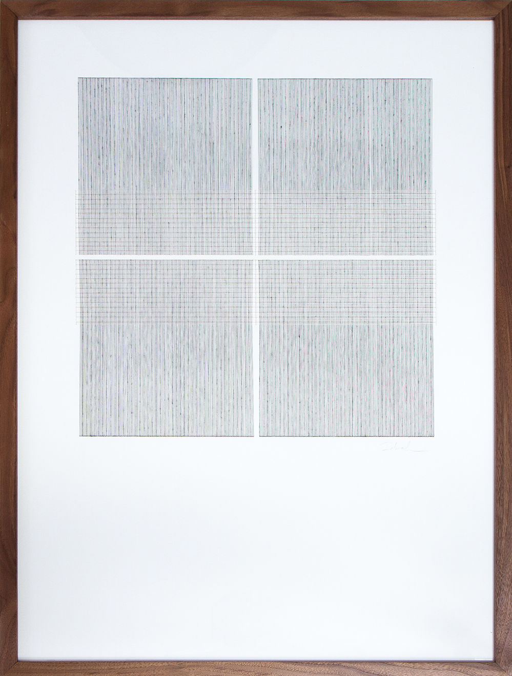 Framed black and white thread on paper work by Fringe Gallery artist Rebecca Messier