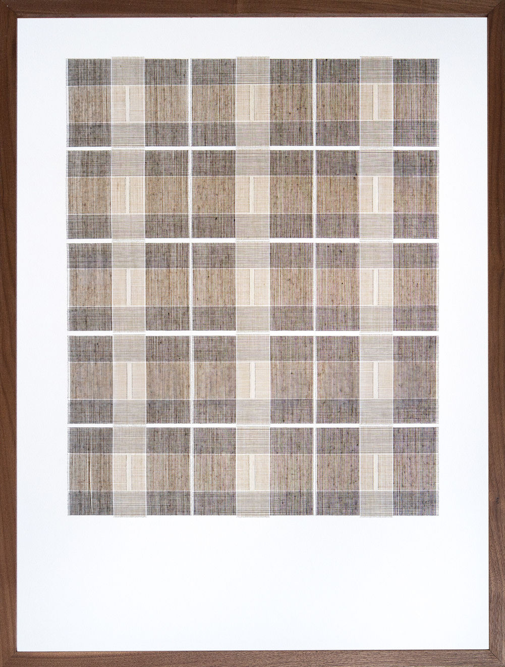 Framed thread on paper work by Fringe Gallery artist Rebecca Messier