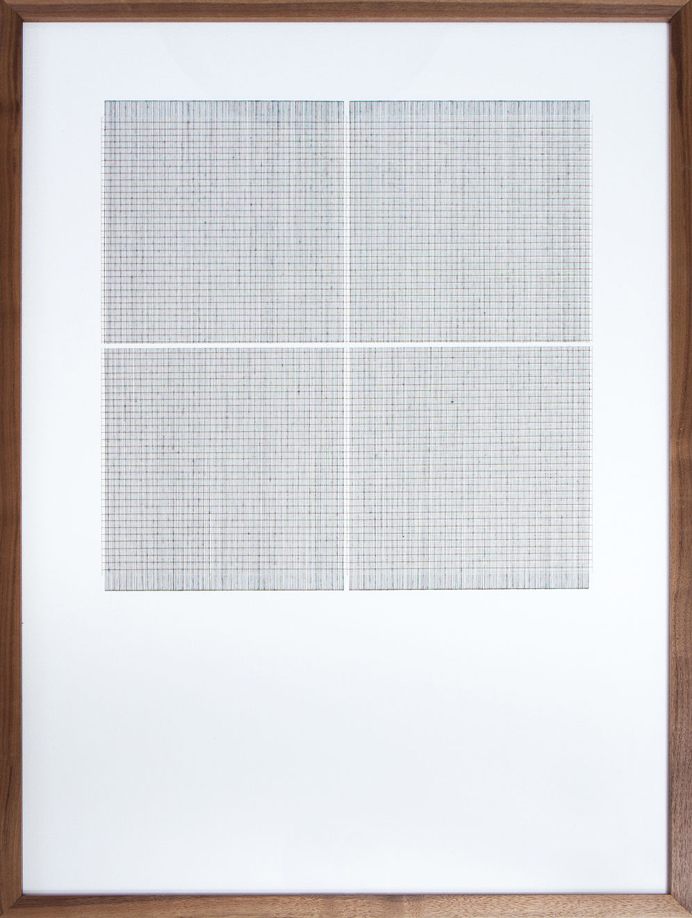 Framed black and white thread on paper work by Fringe Gallery artist Rebecca Messier