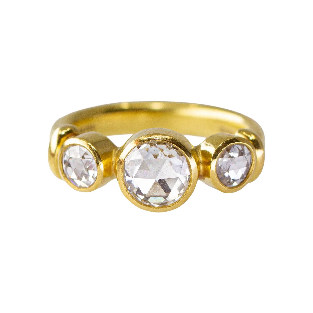 22k and 20k yellow gold rosecut diamond ring by Fringe Gallery studio jeweler Nanci Modica
