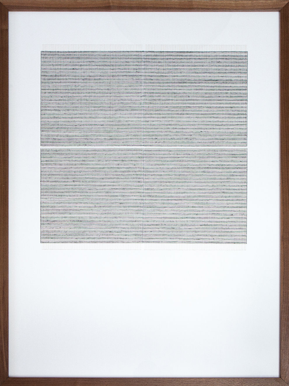 Framed black and white thread on paper work by Fringe Gallery artist Rebecca Messier