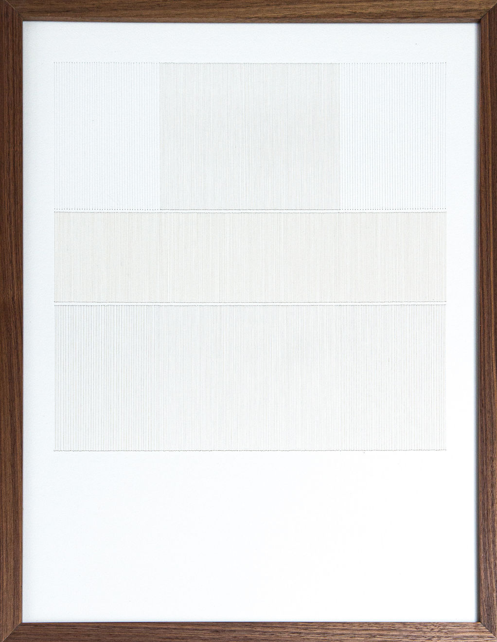 Framed white thread on paper work by Fringe Gallery artist Rebecca Messier