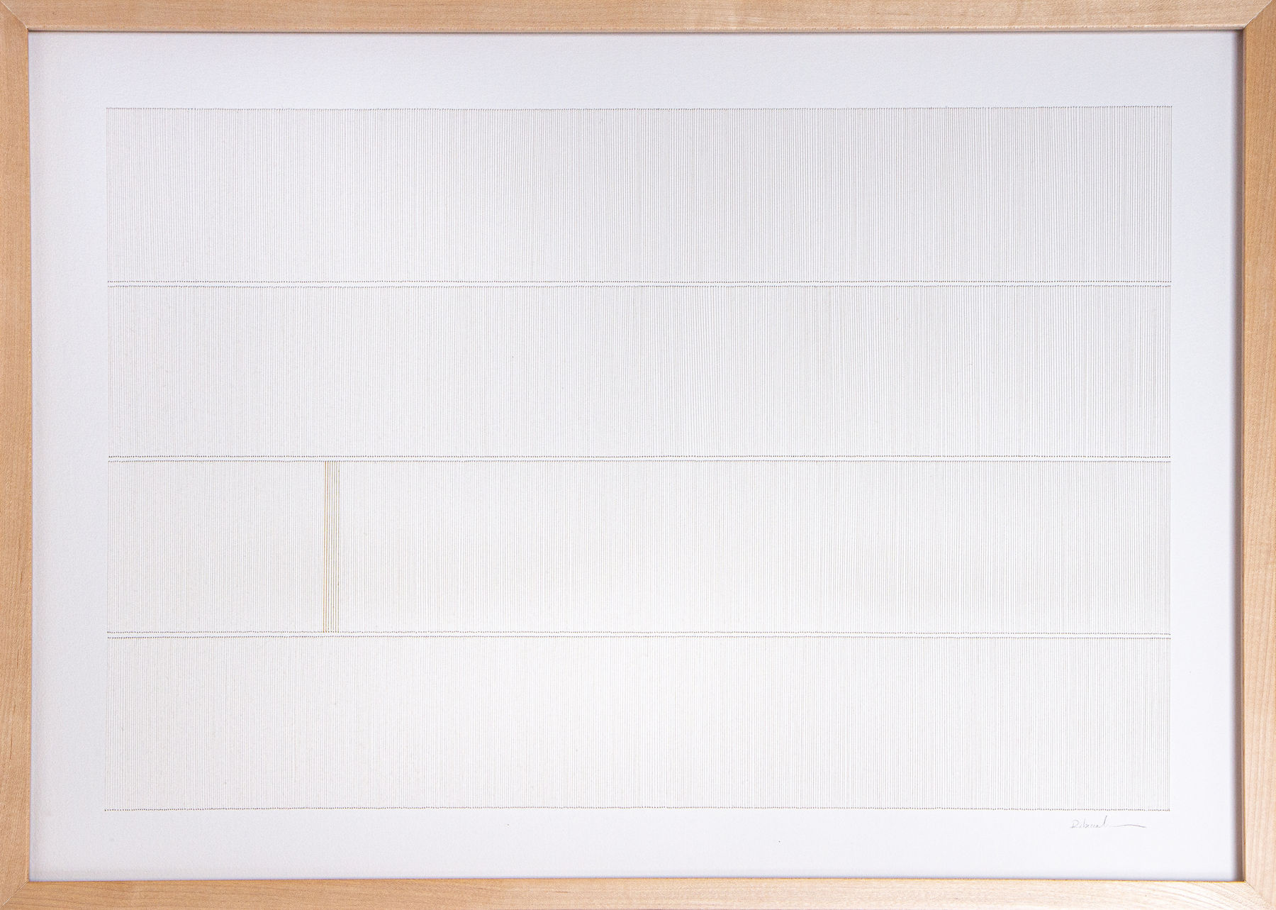 White and tan thread on paper work by Fringe Gallery artist Rebecca Messier