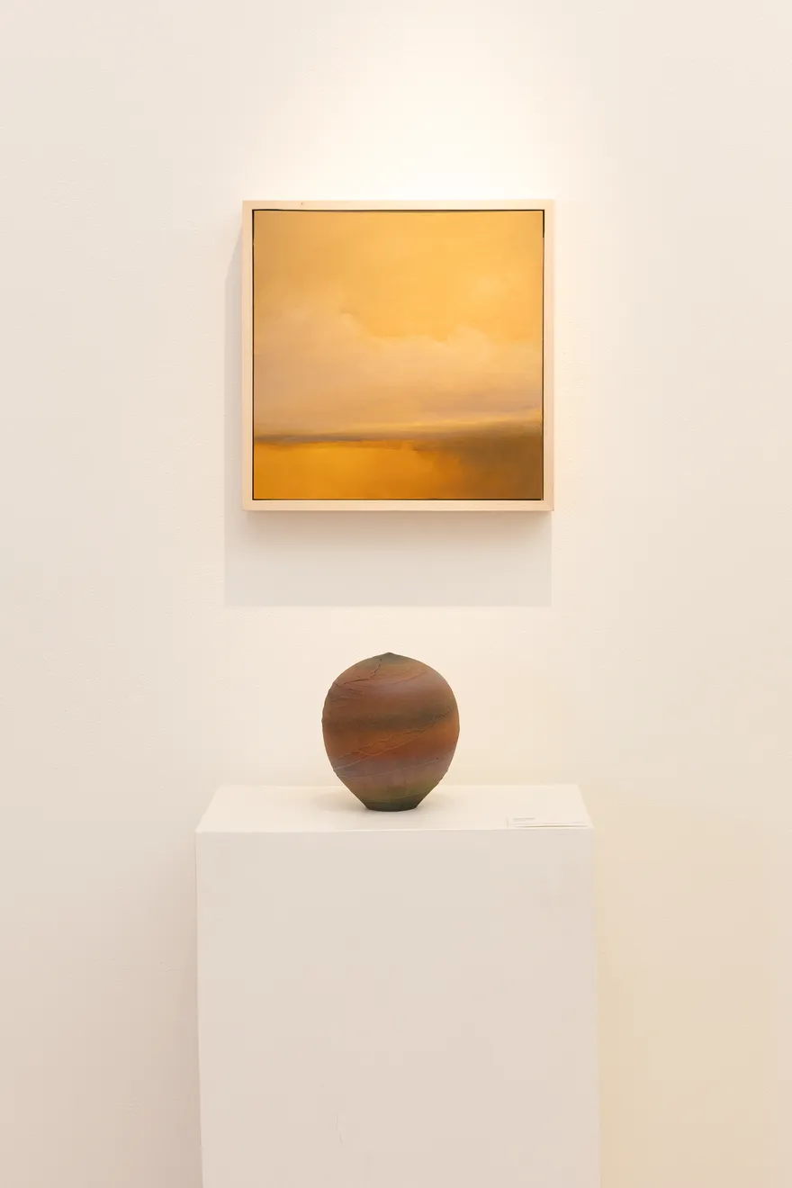 OIl Painting by artist Sylvia Benitez, oil on cradled panel, texas artist, san antonio, soft pastel colors, pink orange yellow, clouds