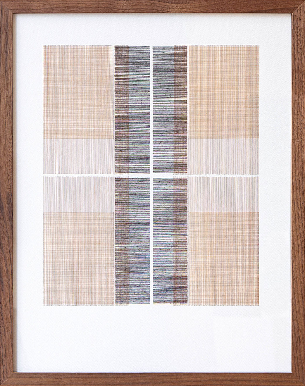 Framed thread on paper work by Fringe Gallery artist Rebecca Messier