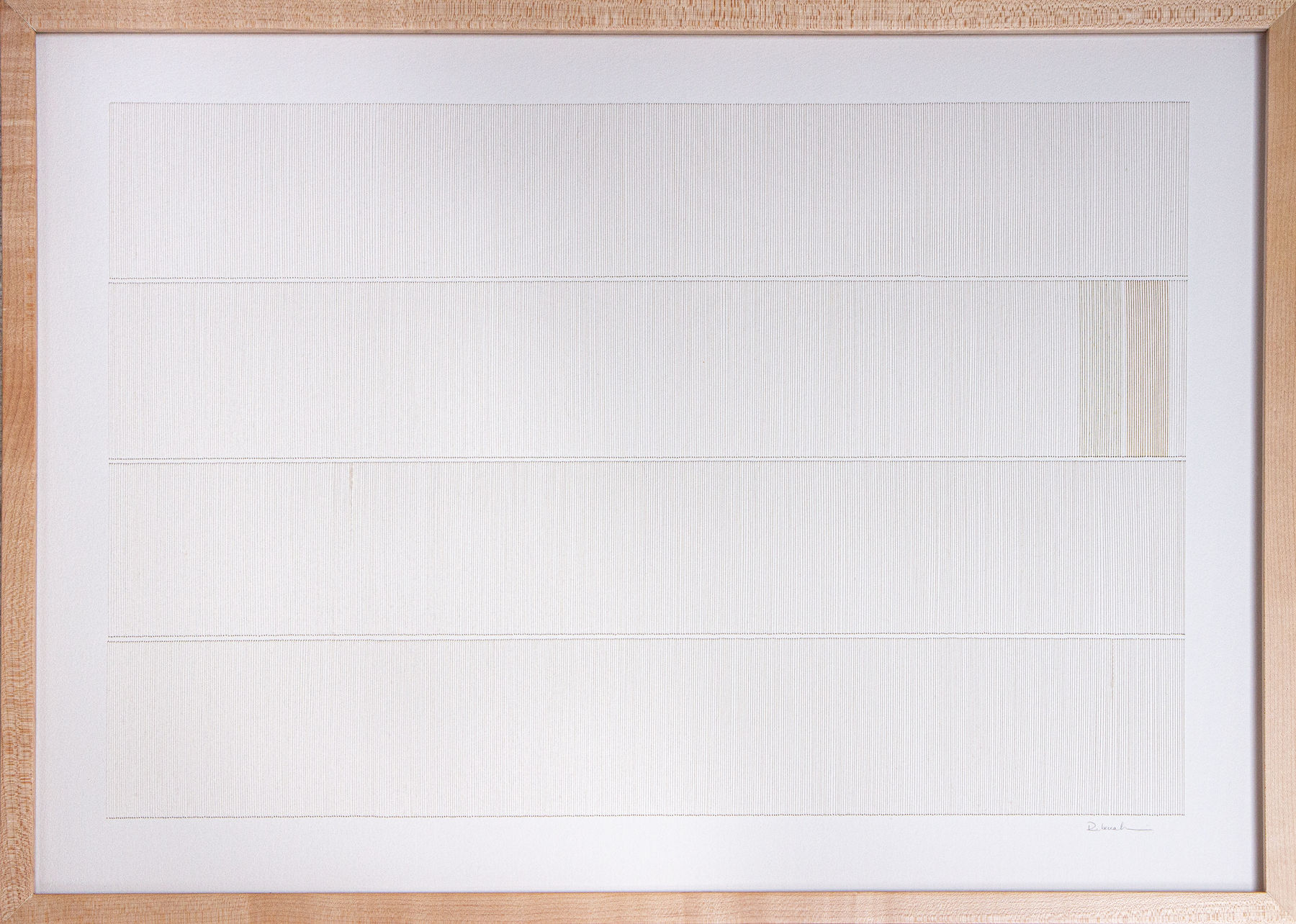 White and tan thread on paper work by Fringe Gallery artist Rebecca Messier