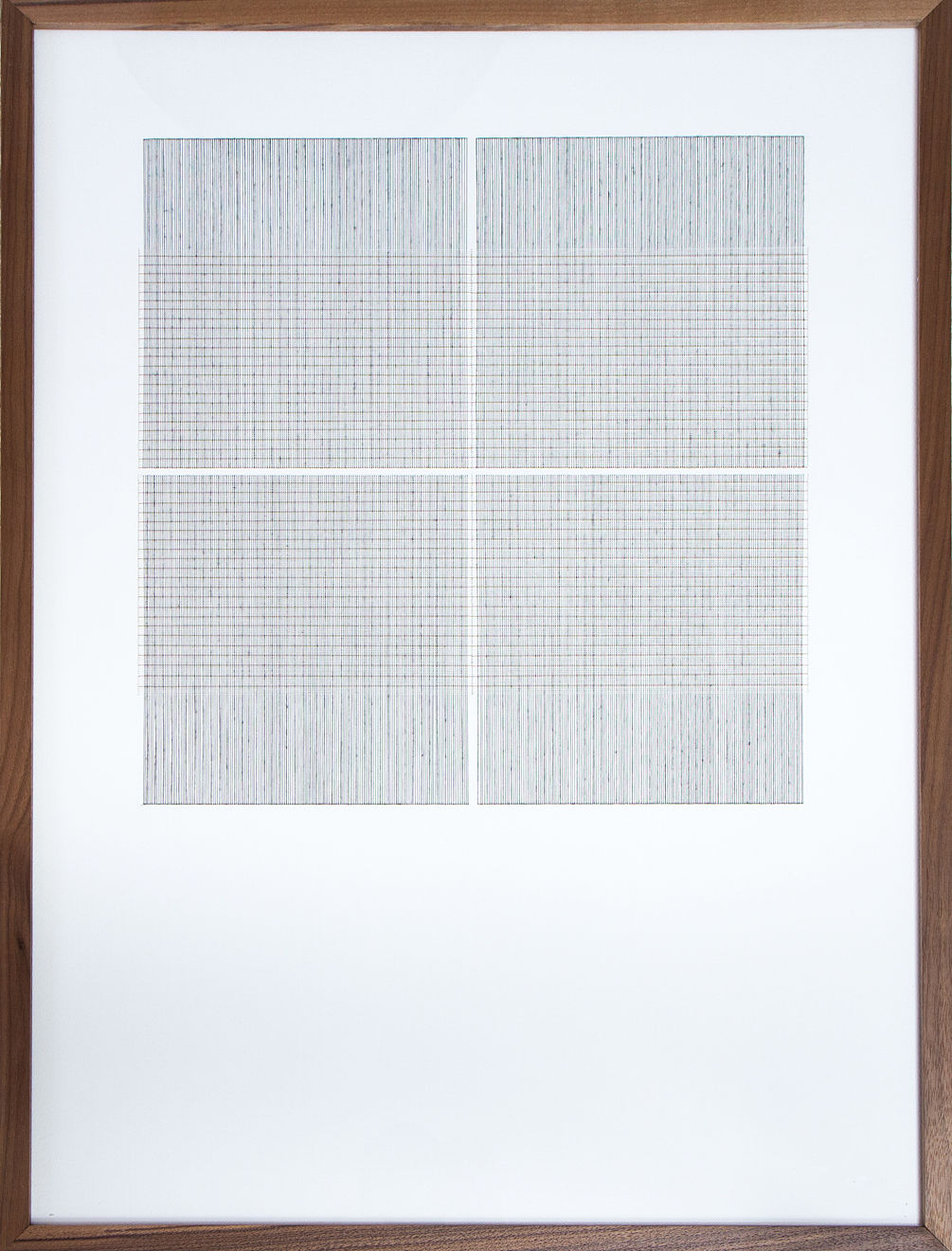 Framed black and white thread on paper work by Fringe Gallery artist Rebecca Messier