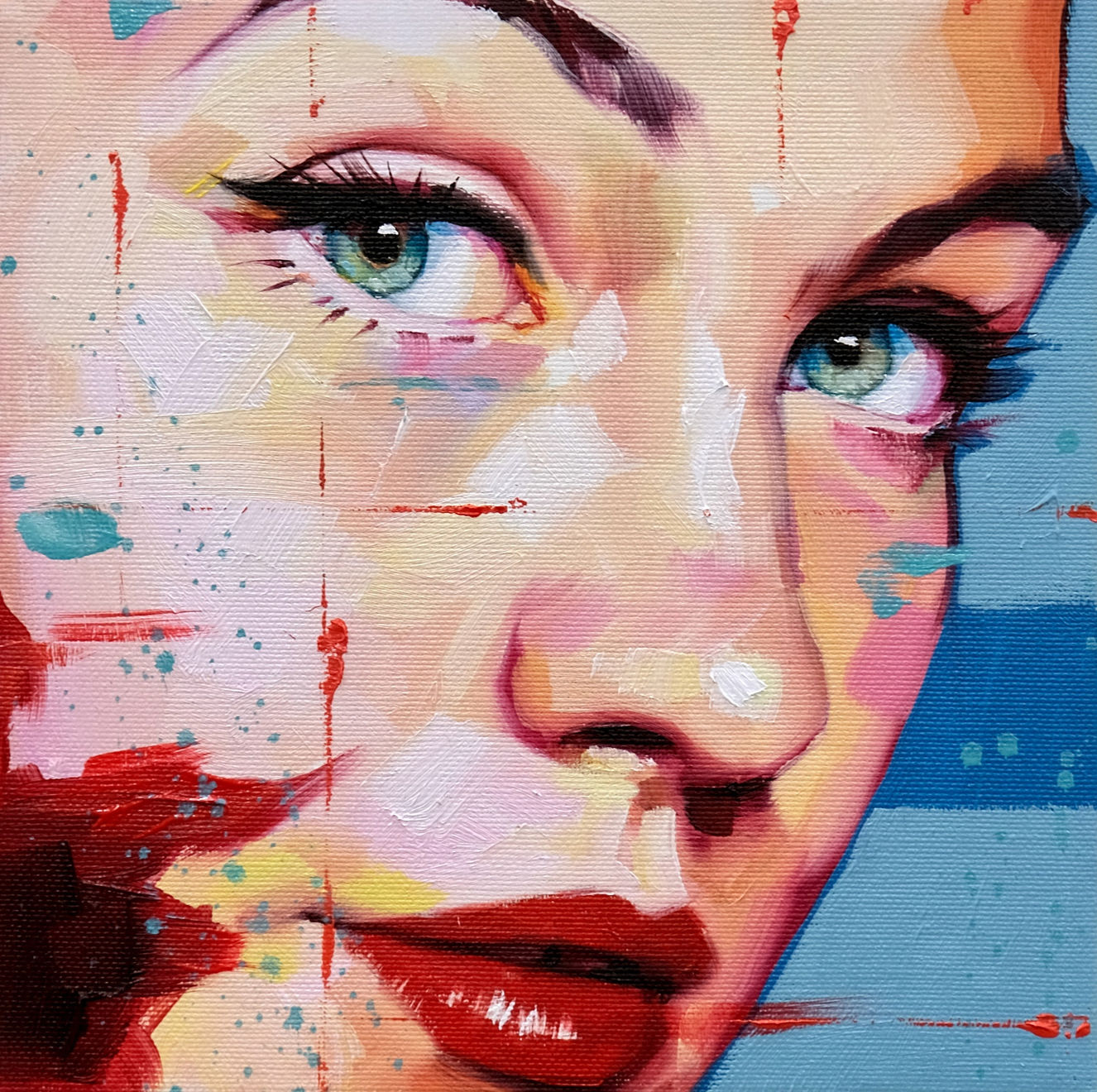 Oil painting of a woman's face by slate gray gallery artist Silvio Porzionato