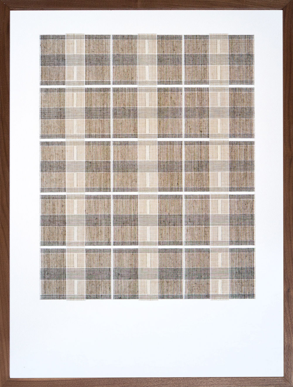 Framed thread on paper work by Fringe Gallery artist Rebecca Messier