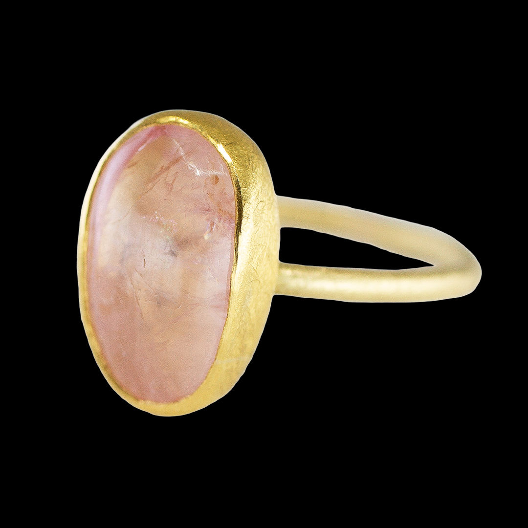 Morganite Cabochon Ring by Fringe Gallery studio jeweler Petra Class