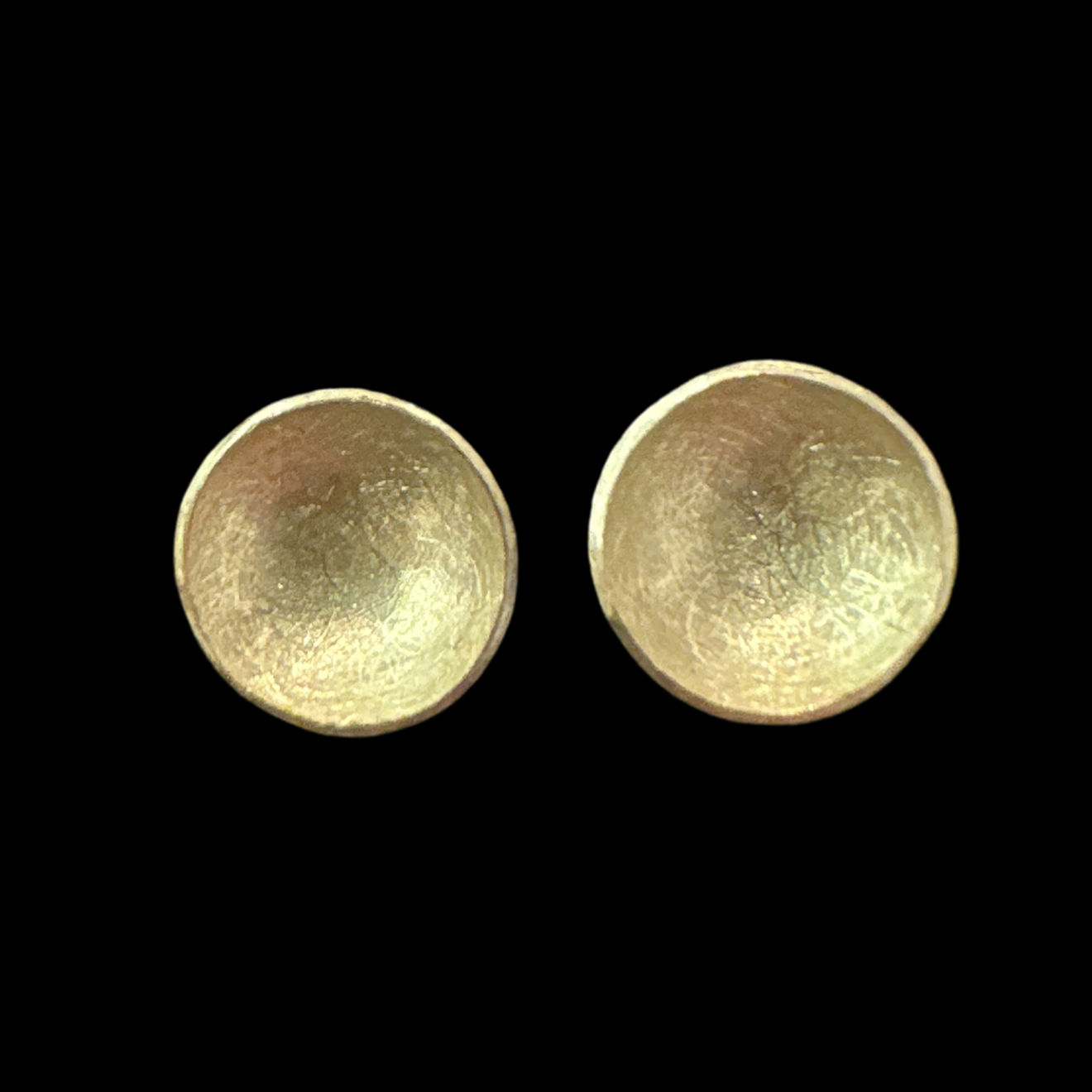 18k yellow gold bowl stud earrings by Fringe Gallery studio jeweler Petra Class