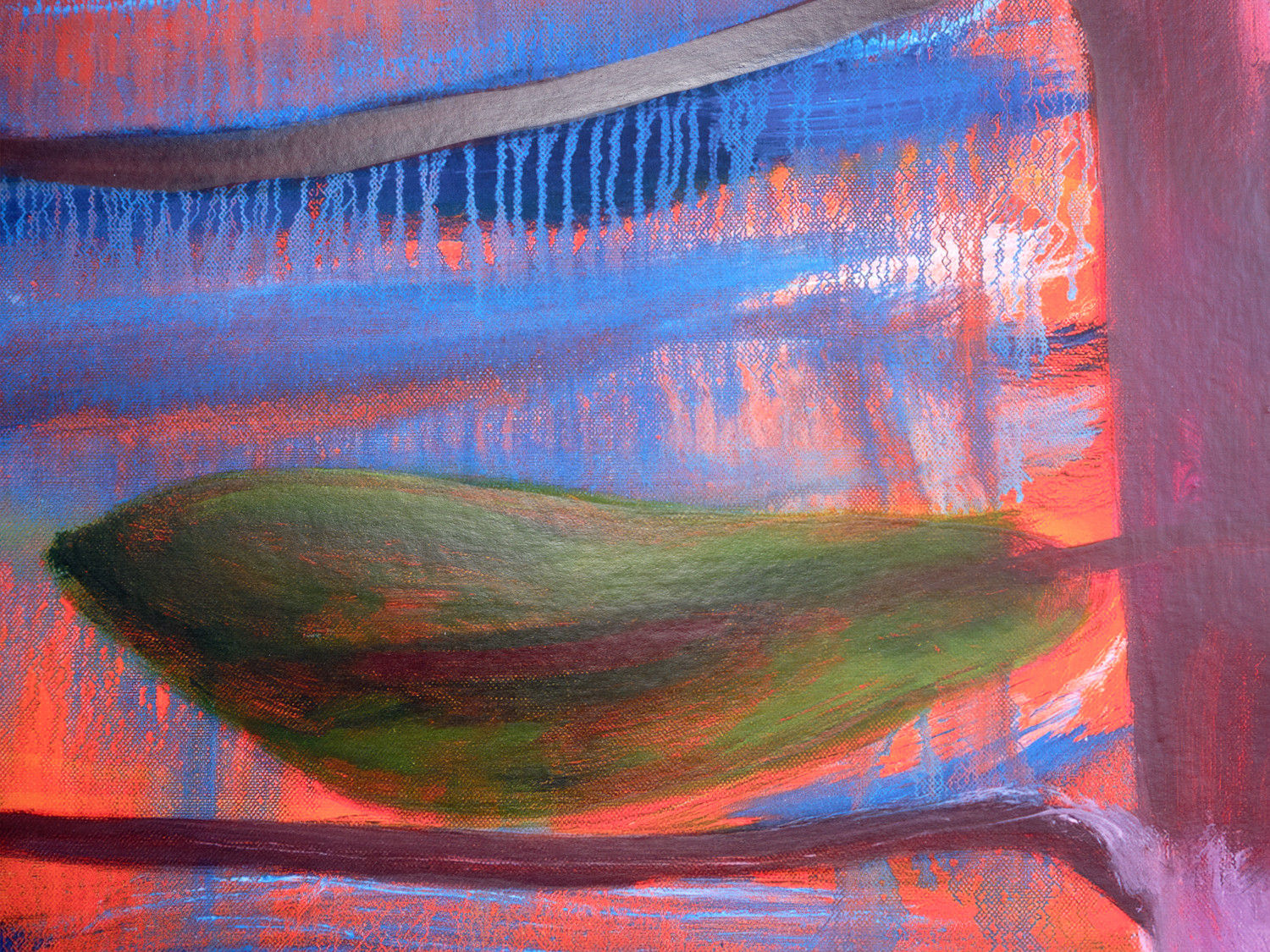 Detail view of Wild Poppies Study showing paint streaks