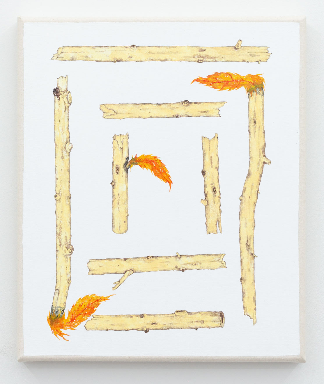 Zina Swanson, Imagined wood with leaf flames (Burn wood and the flames will form themselves into the shapes of the leaves of the trees from which the wood came), 2020