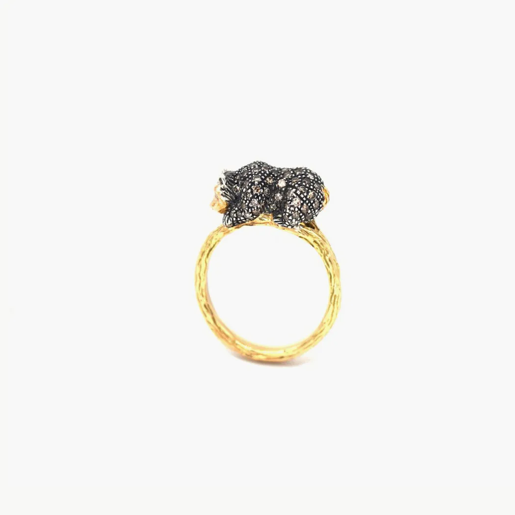 Bibi Van Der Velden, Diamond Encrusted Bear Ring
