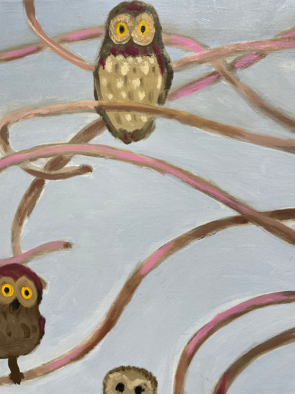 Mike Piggott, Owls in Tree, 2025