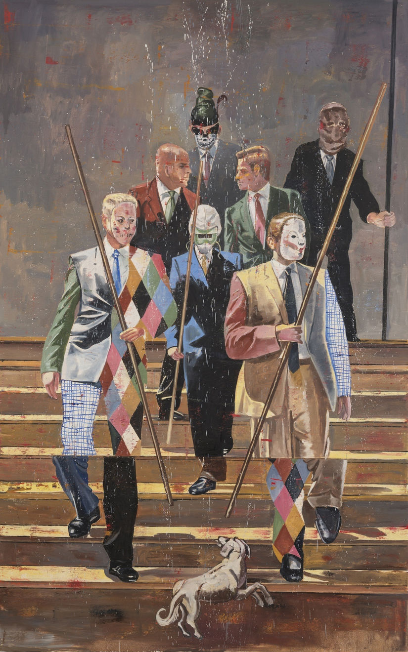 Nicky Nodjoumi, Men descending the stairs, 2015